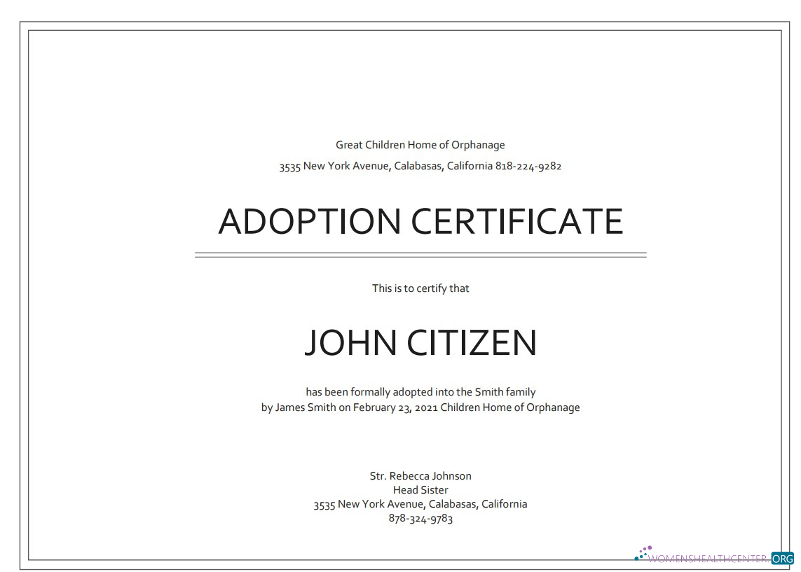 Download USA Adoption Certificate Photoshop template